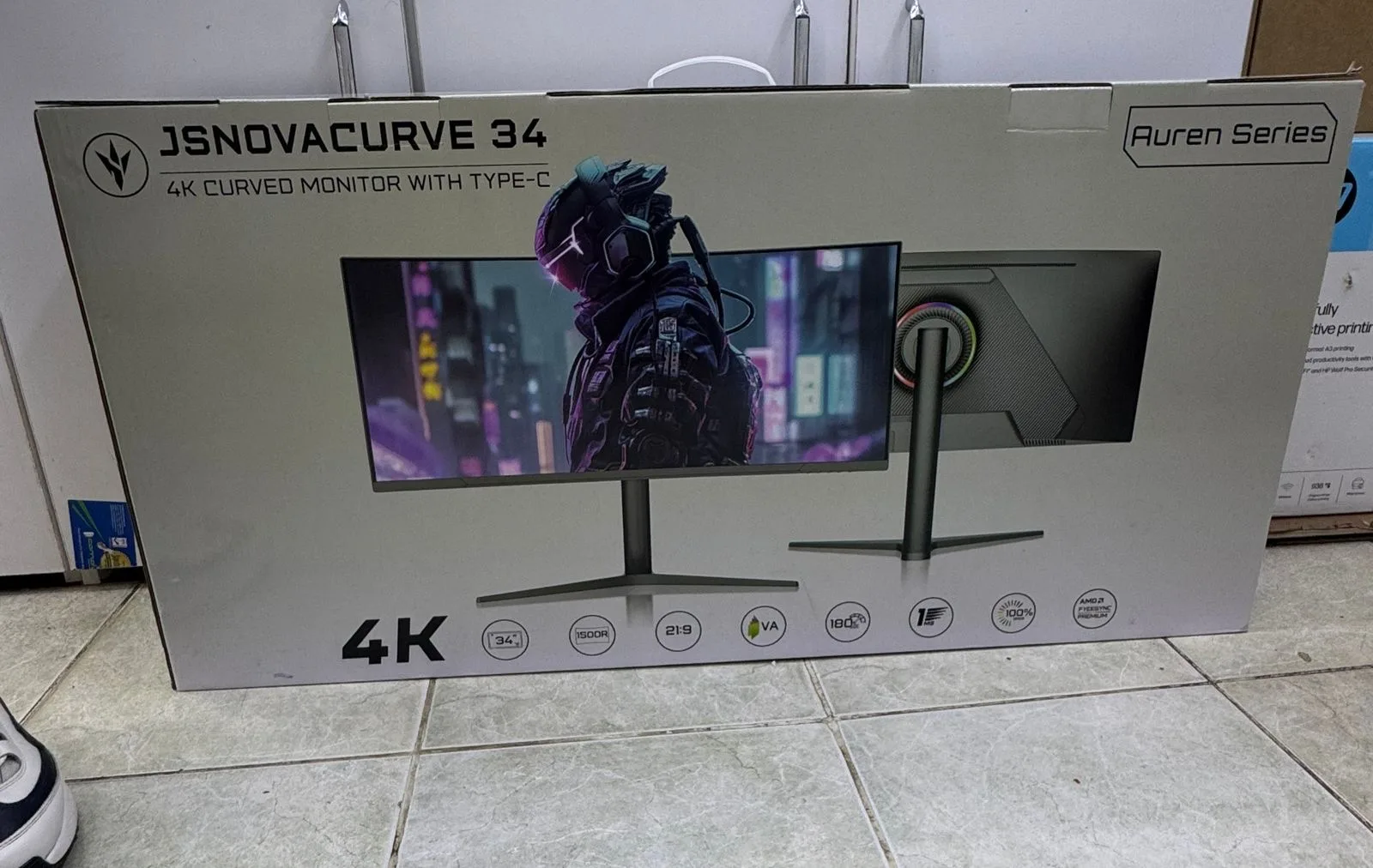JSNOVACURVE 34” 4K Curved Monitor with Type-C – Auren Series