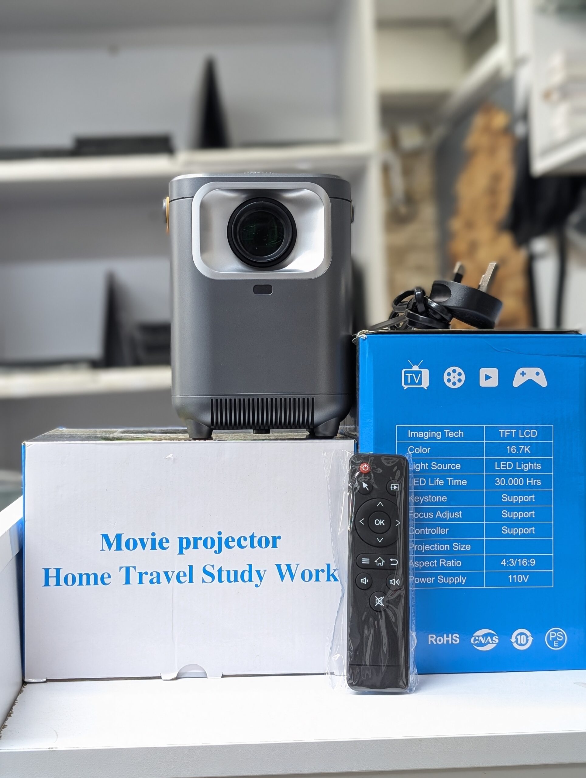 Portable LED Movie Projector | 30,000 Hrs LED Life | 16.7K Colors | Support 4:3/16:9 | Home Travel Study Work