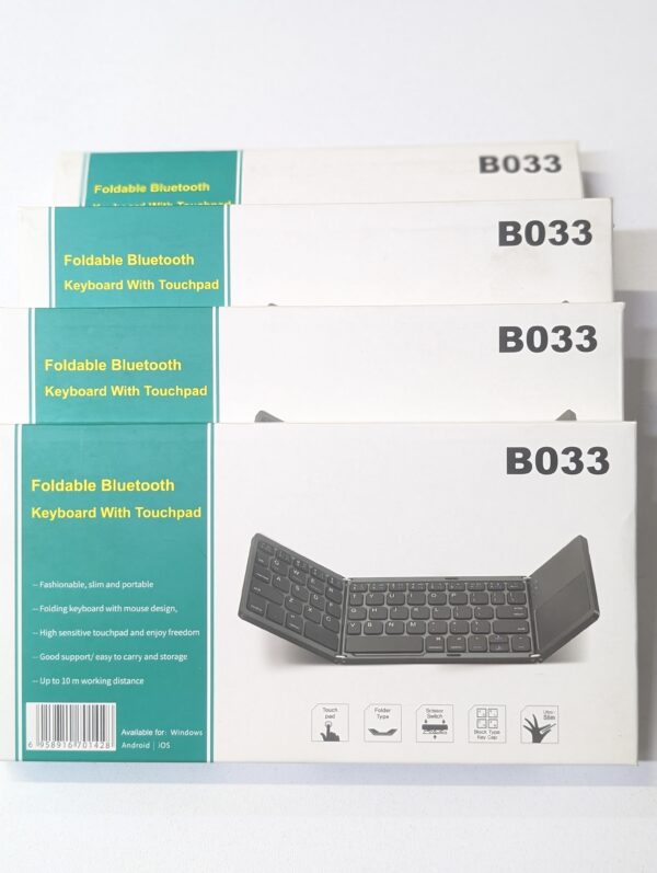B033 Foldable Bluetooth Keyboard with Touchpad | Portable Wireless Keyboard for Windows, Android & iOS